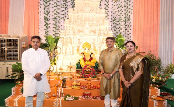 Tripura CM Dr Manik Saha attends Ganesh Puja at residence of Secretary Kiran Gitte, IAS, in Agartala.